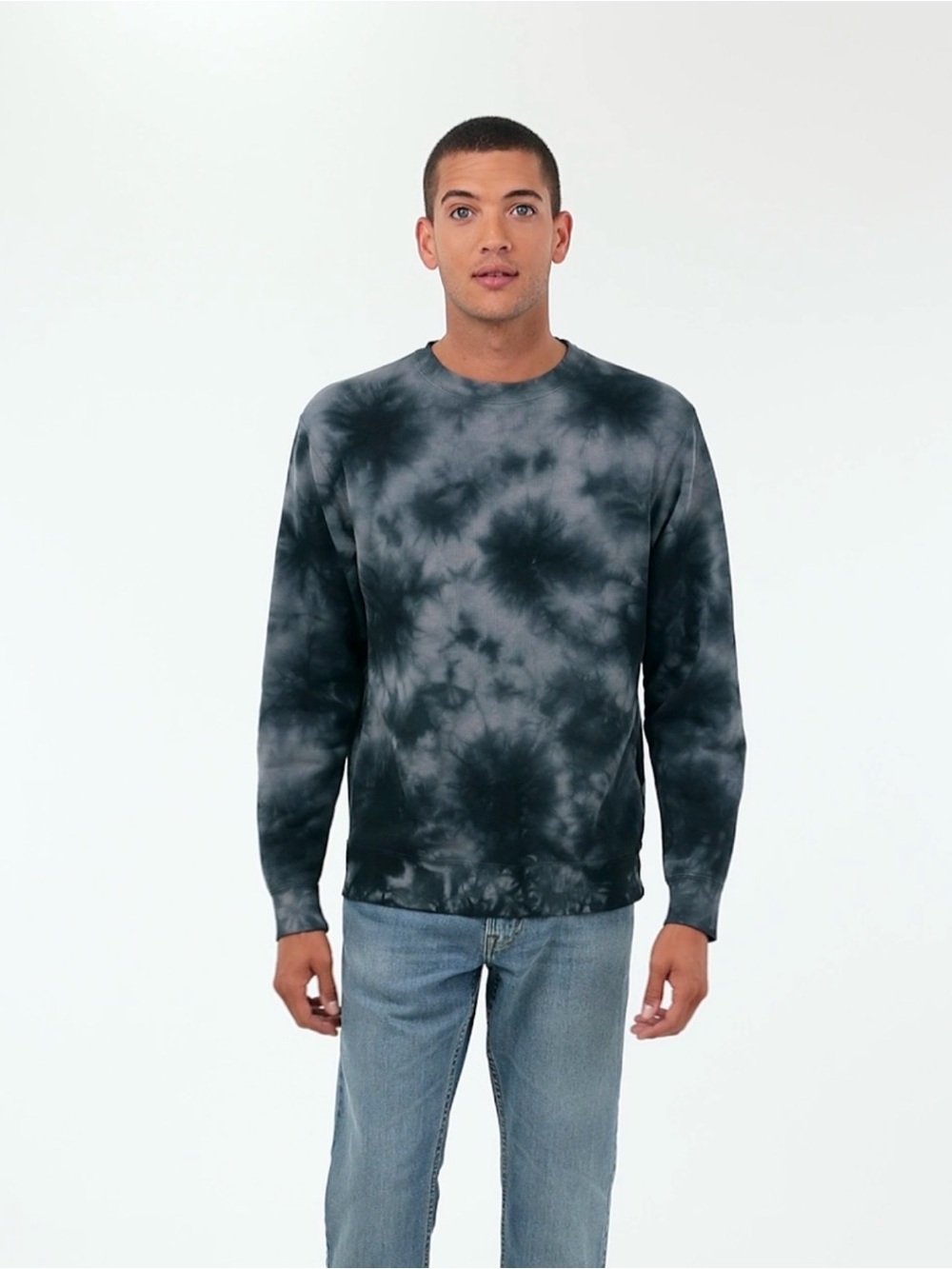 Women's Tie-Dye Crewneck Sweatshirt - Charcoal/White
